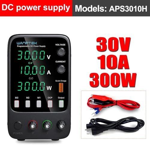 1PCS Laboratory Power Supply, 0-30 V 0-10 A, DC Adjustable Power Supply with 4-Digit LED Display, Encoder Adjustment knob and Output(APS3010H 30V 10A)