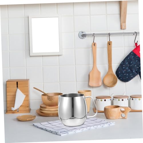 LALADEFIEE Pull Cup Milk Cup Milk Frother Cup Cream Measuring Cup Steaming Jug Steaming Milk Pitcher Frothing Cup Machine Cleaning Tea Coffee Steel Coffee Drinks Stainless Steel Silver