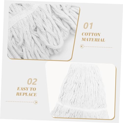 ABOOFAN Mop Replacement Head Floor Cleaning Mop Head Wet Mop Head Refill Reusable Mop Pad Industrial Mop Head Floor Sweeper Cleaning Mop Replacement Dust Wet Mop Head Cotton Thread White