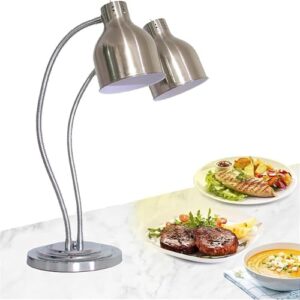 commercial double head food warming lamp, kitchen free standing heat lamp, 70cm height adjustment weighted base food warming lamp for commercial restaurant kitchen buffet,b