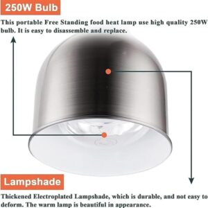 Commercial Double Head Food Warming Lamp, Kitchen Free Standing Heat Lamp, 70CM Height Adjustment Weighted Base Food Warming Lamp for Commercial Restaurant Kitchen Buffet,B