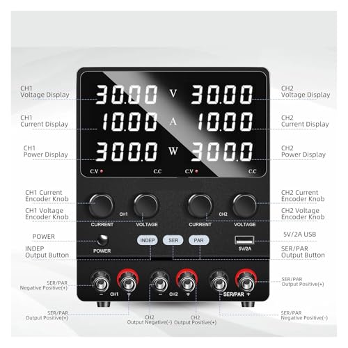 30V10A DC Dual-Channel Power Supply Adjustable Variable Multiple Output Regulated Series Parallel Connection 60V(605,110V)