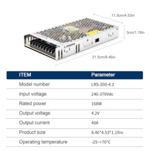 LRS-200-4.2 4.2V 40A 168W Industrial Power Supply, 90% High Efficiency, for Automation Machinery and Electrical Equipment