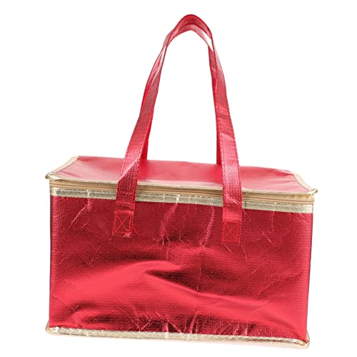 Zerodeko Insulated Bag Portable Food Bag Insulated Tote Bags Insulated Camping Bag Food Warmer Bag Insulated Grocery Bags for Foods Takeout Food Bag with Zipper Pizza Bag Red Film