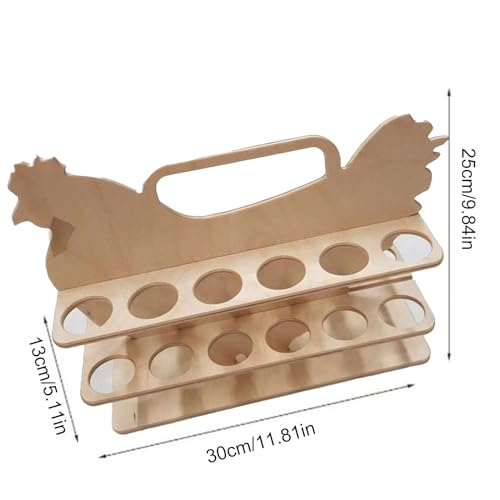 Eibhbuyey Chicken Shaped Wood Stand Wooden Eggs Storage Shelf Convenient Eggs Dispenser Easy to Eggs Kitchenwares