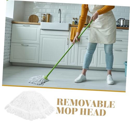 ABOOFAN Mop Replacement Head Floor Cleaning Mop Head Wet Mop Head Refill Reusable Mop Pad Industrial Mop Head Floor Sweeper Cleaning Mop Replacement Dust Wet Mop Head Cotton Thread White