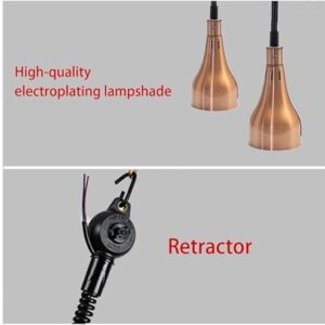 Food Heating Lamp Food Warming Lamp Heat Lamp for Food, Food Warmer Lamp Hanging Telescopic Heating Lamps for Buffet Kitchen Restaurant Adjustable Height,