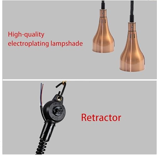 Food Heating Lamp Food Warming Lamp Heat Lamp for Food, Food Warmer Lamp Hanging Telescopic Heating Lamps for Buffet Kitchen Restaurant Adjustable Height,