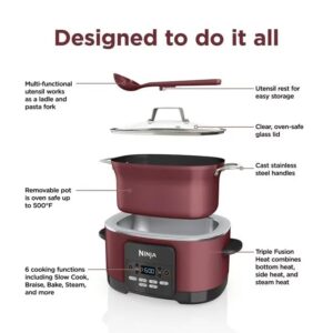 Ninja Foodi 8.5qt Multi-Cooker, 6-in-1 Versatile Cooking, Sear, Saute, Slow Cook, Steam, Bake, Braise, Triple Fusion Heat Technology, Oven Safe, Nonstick Pot, 500°F Maximum Temperature (Cherry Tartte)