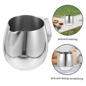 LALADEFIEE Pull Cup Milk Cup Milk Frother Cup Cream Measuring Cup Steaming Jug Steaming Milk Pitcher Frothing Cup Machine Cleaning Tea Coffee Steel Coffee Drinks Stainless Steel Silver