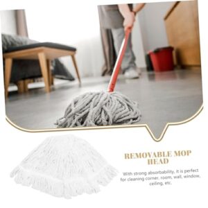 ABOOFAN Mop Replacement Head Floor Cleaning Mop Head Wet Mop Head Refill Reusable Mop Pad Industrial Mop Head Floor Sweeper Cleaning Mop Replacement Dust Wet Mop Head Cotton Thread White