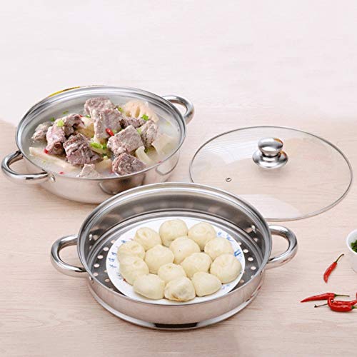 28CM Two-layer Soup Stock Pots With Steamer Stainless Steel Layer Multi-purpose Multi-function Cooking Pot