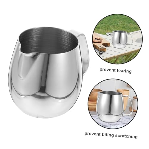 MOLUCKFU Pull Cup Hot Chocolate Tea Coffee Pan Coffee Steaming Pitcher Machine Cleaning Latte Art Froth Cups Milk Frothing Jug Steaming Jug Cream Milk Coffee Silver Stainless Steel