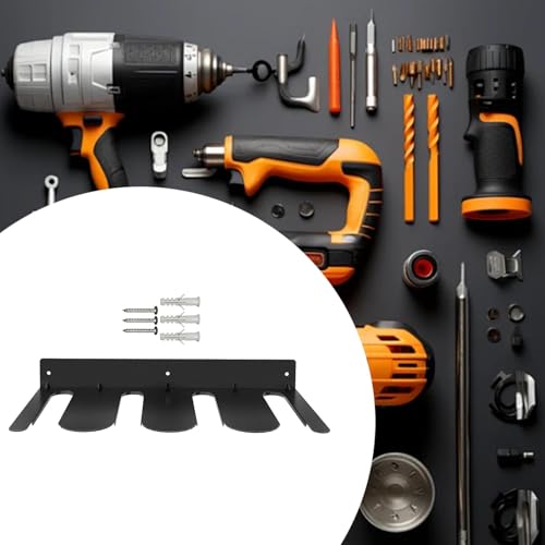 Leefasy Power Tool Organizer Drill Holder Wall Mount Multifunctional Accessories Carbon Steel Tool Rack for Garage Cabinet, Slot drill rack