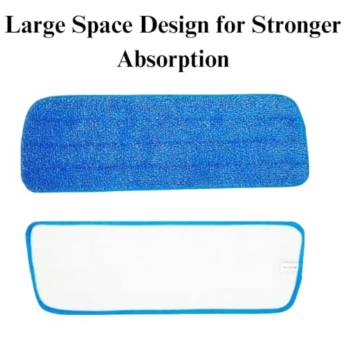 4 Pack Microfiber Spray Mop Replacement Heads for Wet/Dry Cleaning Compatible with Bona & Other Flat Mops, 18"x5.5" Reusable Refills for Home & Commercial Use