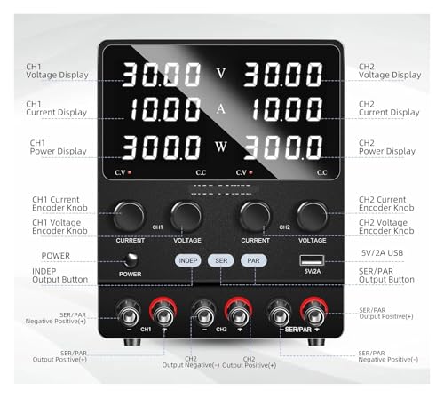 30V10A DC Dual-Channel Power Supply Adjustable Variable Multiple Output Regulated Series Parallel Connection 60V(SPS305-2KD 30V5A,110V)