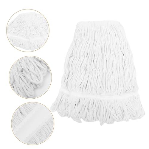 KICHOUSE Mop Replacement Head Floor Sweeper Household Mop Pad Spins Mop Refill Floor Cleaning Mop Head Commercial Mop Head Reusable Mop Pad Wet Mop Head Refill Mop Pads White Cotton Thread