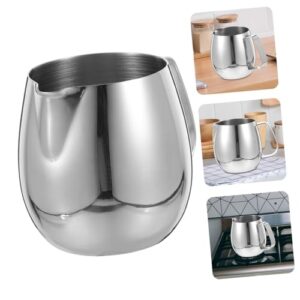 MOLUCKFU Pull Cup Hot Chocolate Tea Coffee Pan Coffee Steaming Pitcher Machine Cleaning Latte Art Froth Cups Milk Frothing Jug Steaming Jug Cream Milk Coffee Silver Stainless Steel