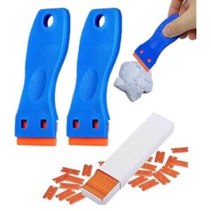 VESNIBA Multifunctional Glue Removal Shovel Plastic Scraper Tool Plastic Scraper Sticker Remover Tool Car Sticker Remover Scraper for Cleaning (1 Pcs*Shovels + 10 Pcs*Blad 409 Carpet (Blue, One Size)