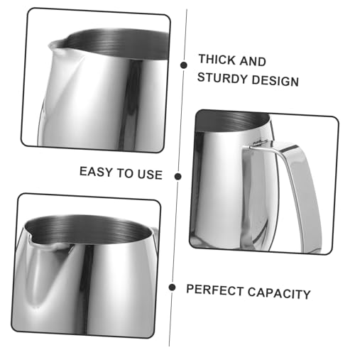 LALADEFIEE Pull Cup Milk Cup Milk Frother Cup Cream Measuring Cup Steaming Jug Steaming Milk Pitcher Frothing Cup Machine Cleaning Tea Coffee Steel Coffee Drinks Stainless Steel Silver