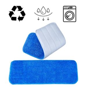 4 Pack Microfiber Spray Mop Replacement Heads for Wet/Dry Cleaning Compatible with Bona & Other Flat Mops, 18"x5.5" Reusable Refills for Home & Commercial Use