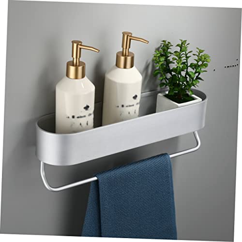 Unomor No Punching Rack Shower Suction Shelf Kitchen Bottle Mounted Shelf Suction Towel Wall Mount Paper Towel Holders Wall Mounted Shelves for Storage Tub Shelf Silver