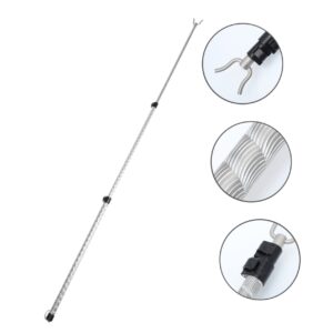 CRILSTYLEO Clothes Pole Hanging Hooks Outdoor Utility Closet Hook Washing Line Prop Garment Retriever Outdoor Clothes Line Light Ceiling Portable Hanging Rack for Clothes Blinds Alloy Silver