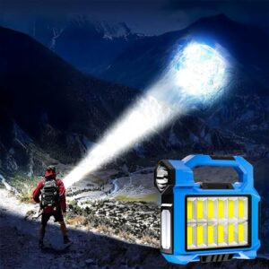 rechargeable spotlights, led handheld flashlight, water proof searchlight with solar panel, 3 modes, camping flashlight for outdoor, hunting, camping, home, emergency