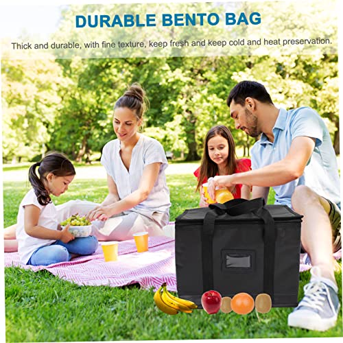 Hoement Insulation Bags Food Pouches Hand Bags Tote Bags Grocery Bags Large Capacity Tote Bag Bag Insulated Bags for Food Cooler Bag Insulated Food Carrier Bag Woven Black