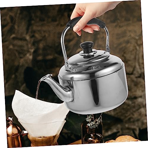 PAMINGONO Stainless Steel Kettle Tea Kettle Stainless Electric Tea Serving Pot Water Boiling Pot Stove Safe Insulated Teapot Espresso Machines for Home Coffee Espresso Maker Teakettle Silver