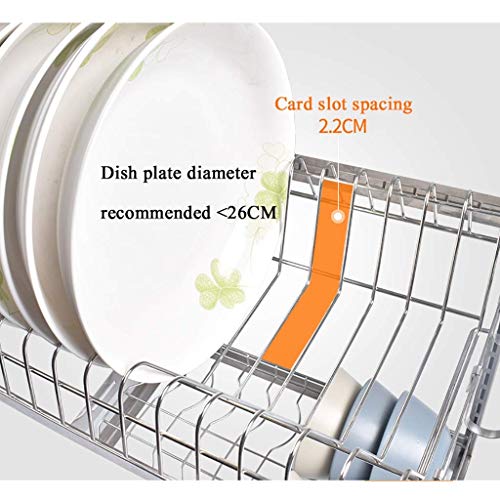 PLABCATNB Dish Storage Racks,Kitchen 201 Stainless Steel Wall-Mounted 2-Layer Dish Rack Drain Rack/Black/41.2 * 26.6 * 40.5Cm (Silver 41.2 * 26.6 * 40.5Cm)