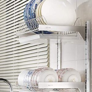 PLABCATNB Dish Rack,Kitchen Racks Drain Dish Rack Wall Mount Perforated Installation - 2 Layers / 3 Layers/3 Layers (2 Layers)