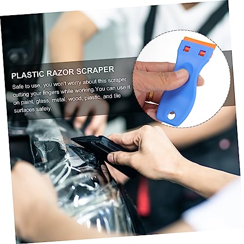 PRETYZOOM 3pcs Paint Plastic Scraper Decals Razor Blue Paint Decals Razor Stickers Plastic