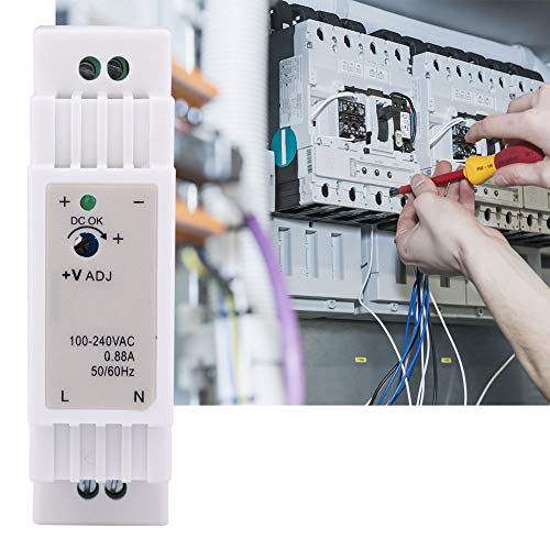 DIN Rail Power Supply, PWM Modulation Method 24V 0.63A Power Supply DIN Rail Mount Engineering Plastic Housing Flame Retardant Din Rail Slim Switching Power Supply