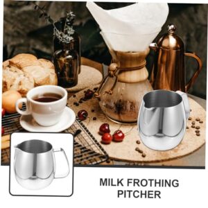 MOLUCKFU Pull Cup Hot Chocolate Tea Coffee Pan Coffee Steaming Pitcher Machine Cleaning Latte Art Froth Cups Milk Frothing Jug Steaming Jug Cream Milk Coffee Silver Stainless Steel