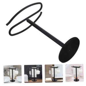 Hoement Towel Stand Wash Cloth Holder for Bathroom Black Kitchen Towel Holder Freestanding Towel Rack for Bathroom Stainless Steel