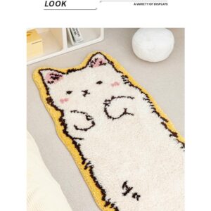 Cat Tufted Rug, Cat Shaped Rug, Irregular Shaped Rug, Washable Absorbent Non-Slip Fun Animal Shaped Cartoon Room Floor Mat, Soft Bedside Rug for Bedroom, Cat Doormat, Living Room (K,40*120cm)