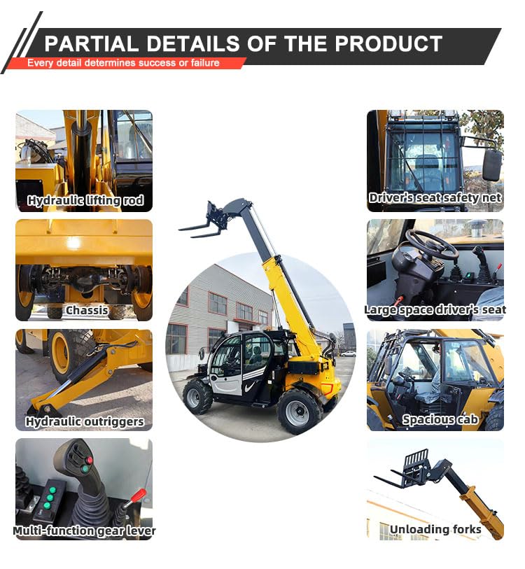 Compact Mini Telescopic Handler for Rough Terrain Operations Telescopic Crane, Portal Handler, Elevated Lift, Articulated Boom Lift, Heavy Lift, Material Handler