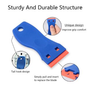 VESNIBA Multifunctional Glue Removal Shovel Plastic Scraper Tool Plastic Scraper Sticker Remover Tool Car Sticker Remover Scraper for Cleaning (1 Pcs*Shovels + 10 Pcs*Blad 409 Carpet (Blue, One Size)