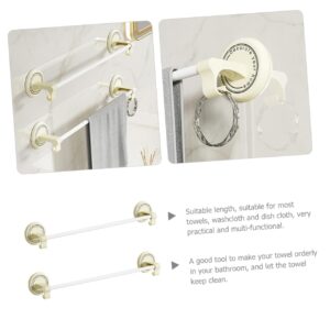 Amosfun 2pcs Kitchen Towel Rack Bathroom Towel Holders White Abs Kitchen Towel Bar Bathroom Towel Holder Iron Pipe Paint