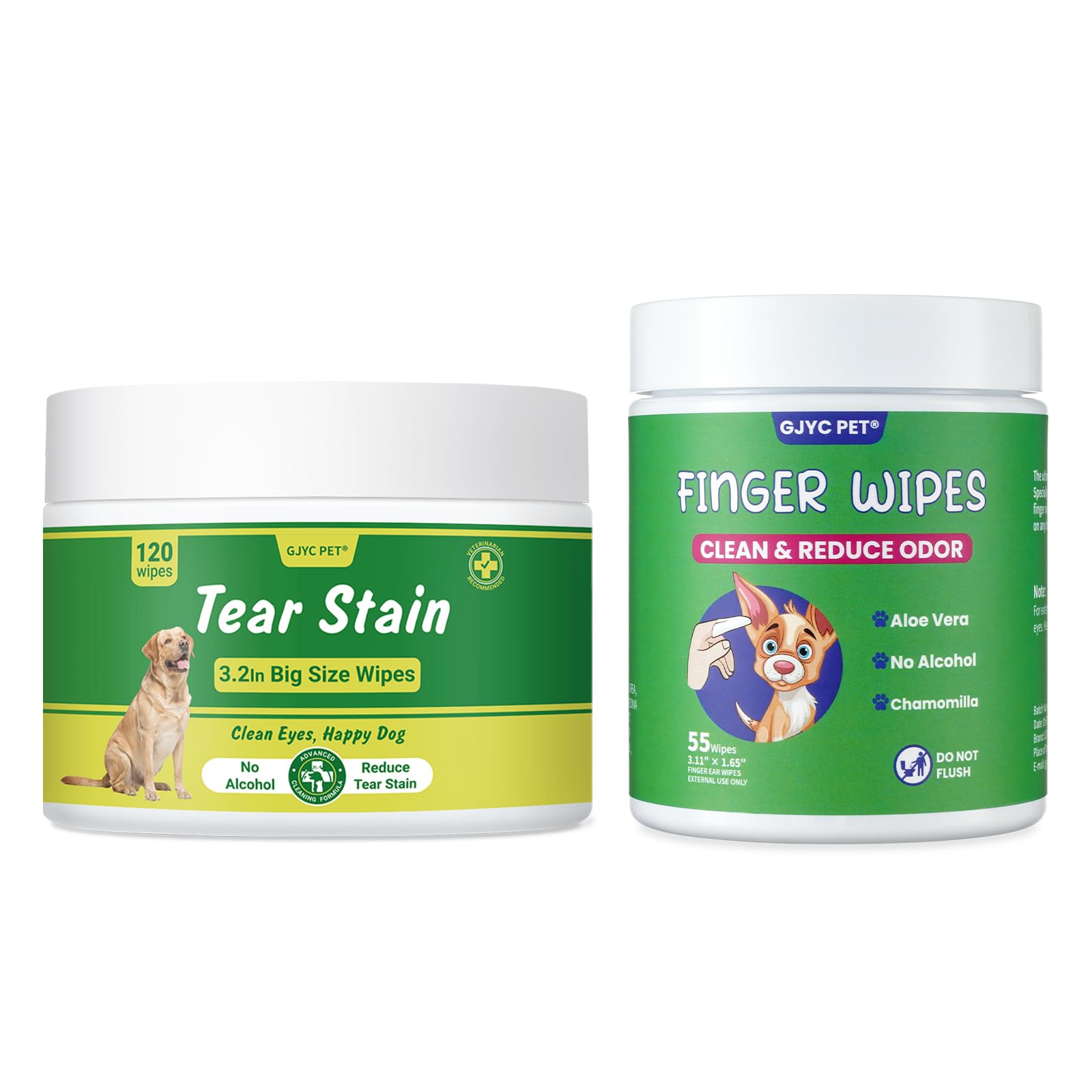 Pet Care Bundle, Tear Stain Remover and Finger Wipes – Gentle, Safe, and Convenient Eye and Ear Cleaning for All Breeds and Ages