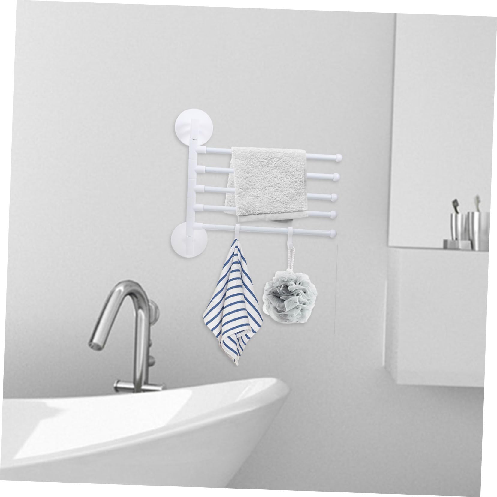 IMIKEYA 1 Set Towel Racks for Bathroom Wall Mounted Clothes Drying Rack Coat Hangers Towel Bar Towels Swivel Towel Rack Hand Towel Racks for Bathroom Bath Towel Rack Towel Rod White Rubber