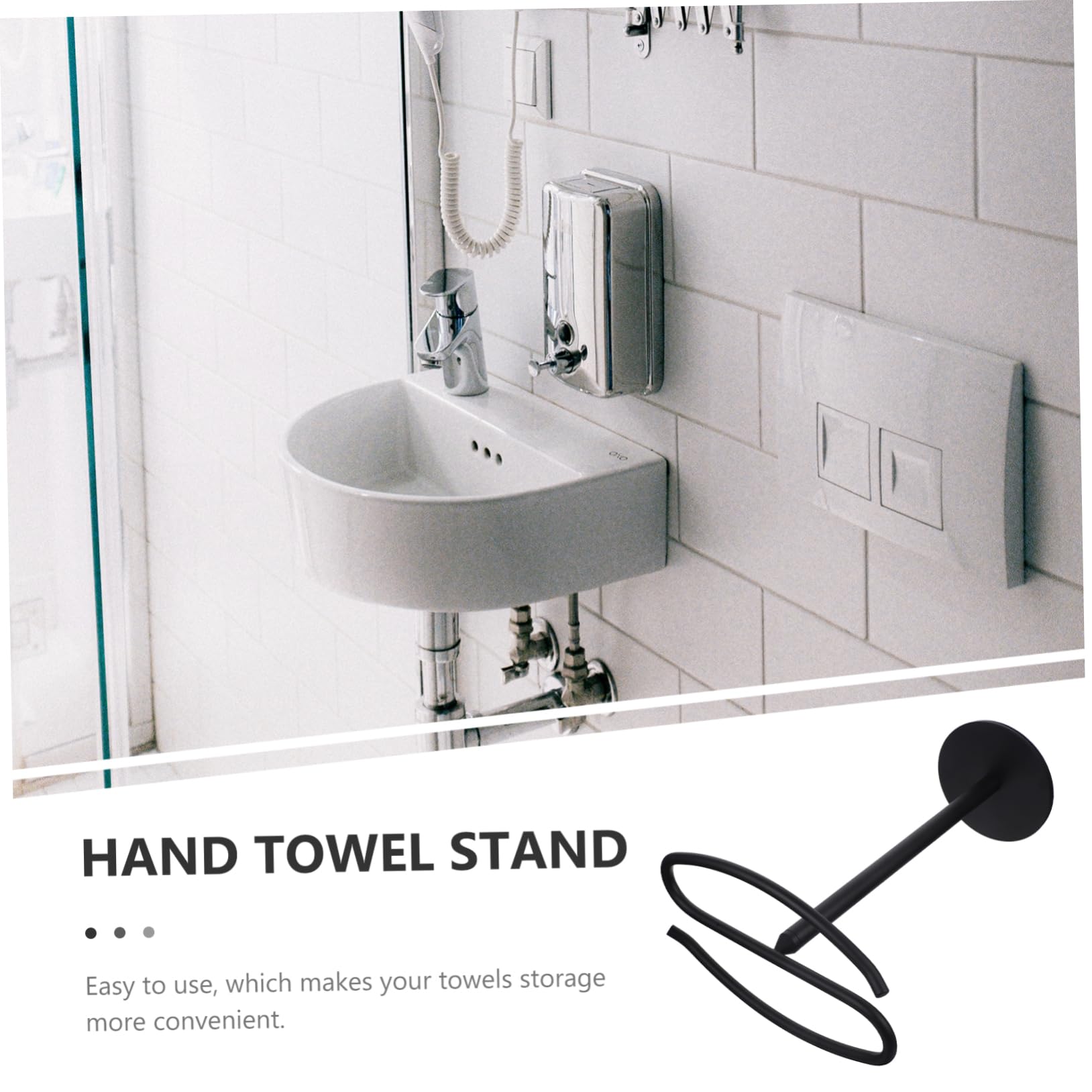 Hoement Towel Stand Wash Cloth Holder for Bathroom Black Kitchen Towel Holder Freestanding Towel Rack for Bathroom Stainless Steel