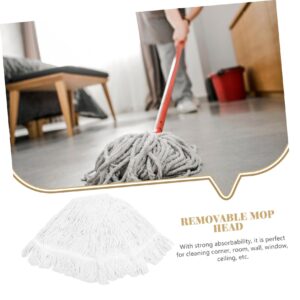 STOBAZA Mop Replacement Head Mop Head Floor Cleaning Mop Head Hardwood Floor Cleaner Wet Mop Head Refill Reusable Mop Pad Household Mop Pad Commercial Mop Head White Cotton Thread