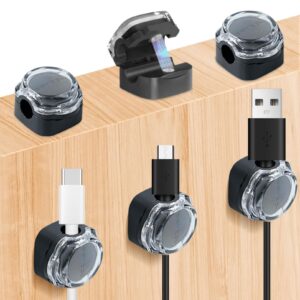 Pack of 6 Charging Cable Magnetic Cable Organiser Storage, 2024 Magnetic Cable Clips, Cable Self-Adhesive, Cable Organiser Self-Adhesive for Desk, Cable Self-Adhesive (B)