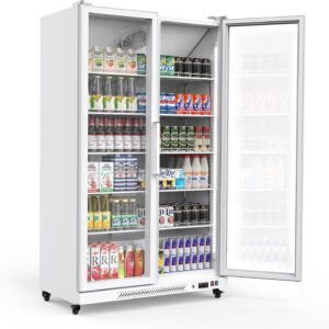 ExploreHorizon Double Door Merchandiser Refrigerator Commercial Display Beverage Fridge