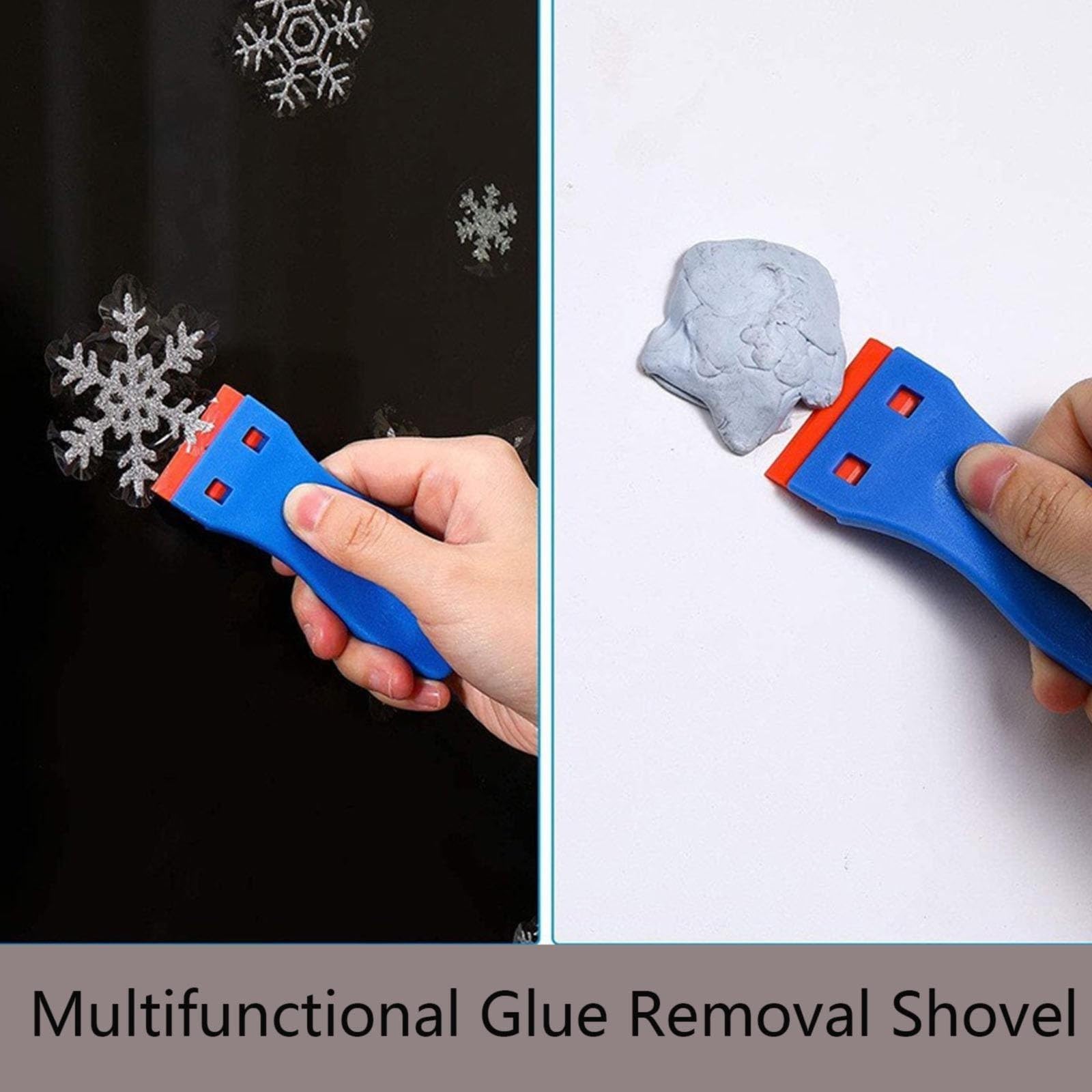 VESNIBA Multifunctional Glue Removal Shovel Plastic Scraper Tool Plastic Scraper Sticker Remover Tool Car Sticker Remover Scraper for Cleaning (1 Pcs*Shovels + 10 Pcs*Blad 409 Carpet (Blue, One Size)