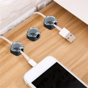 Pack of 6 Charging Cable Magnetic Cable Organiser Storage, 2024 Magnetic Cable Clips, Cable Self-Adhesive, Cable Organiser Self-Adhesive for Desk, Cable Self-Adhesive (B)