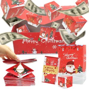 surprise gift box explosion for money, 2024 explosion gift box christmas gift boxes, new merry christmas money holders for cash, luxury folding pop-up surprise box for birthday (red, 6 box set)