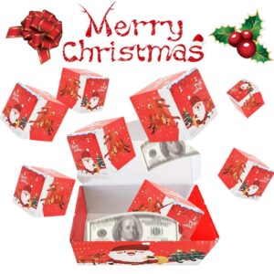 Surprise Gift Box Explosion for Money, 2024 Explosion Gift Box Christmas Gift Boxes, New Merry Christmas Money Holders for Cash, Luxury Folding Pop-Up Surprise Box for Birthday (Red, 6 Box Set)